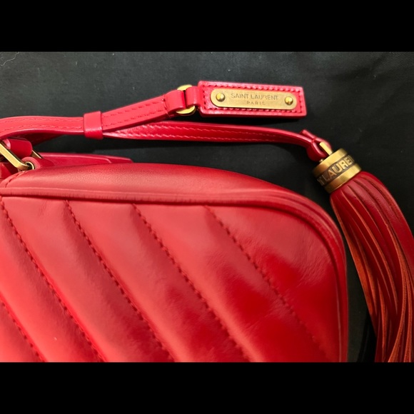 YSL Red Lou Camera Bag in Quilted Leather - Picture 8 of 8